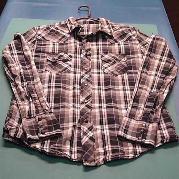 Black Snap Arizona Jean Men's Med Cotton Long Sleeve Double Snap Front Pockets t - Picture 1 of 6